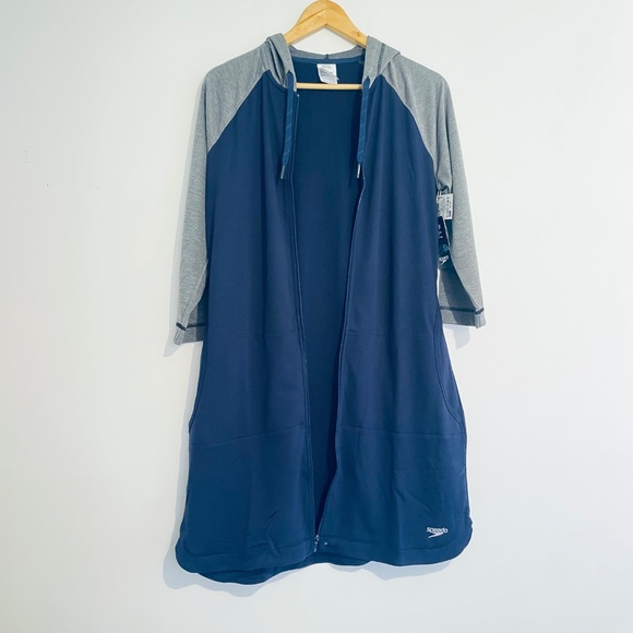 Speedo Swim Hoodie Zip Front Cardigan Cover Up - Picture 9 of 13